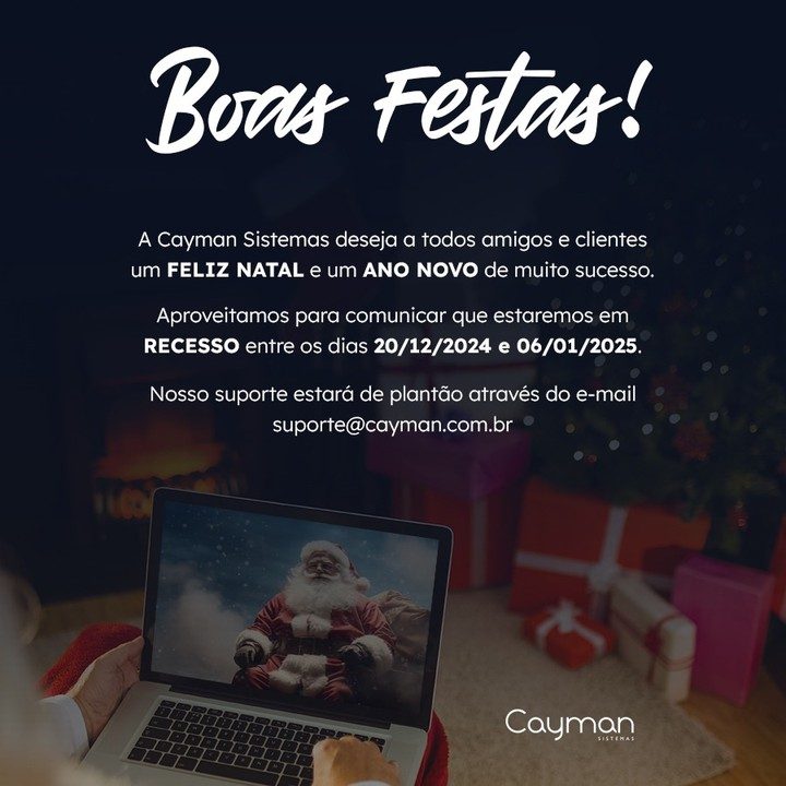 🎄✨ Boas festas a todos! Que este fim de ano seja repleto de alegrias, momentos especiais e muita paz. Aproveitamos para informar que entraremos em recesso, mas retornamos em breve com ainda mais energia e novidades. Nos vemos em 2025! 🌟🎉 #BoasFestas 